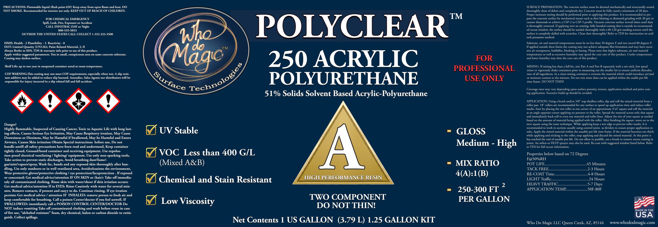 Polyclear 250 A 1 Gallon Label