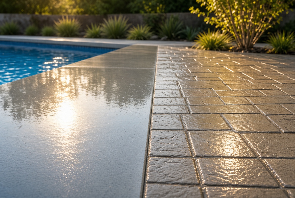 Pool Deck with Stamped Concrete