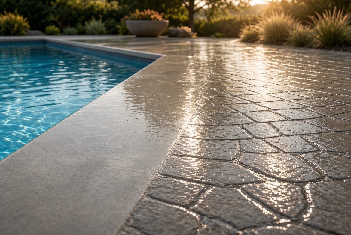 Pool Deck with Stamped Concrete