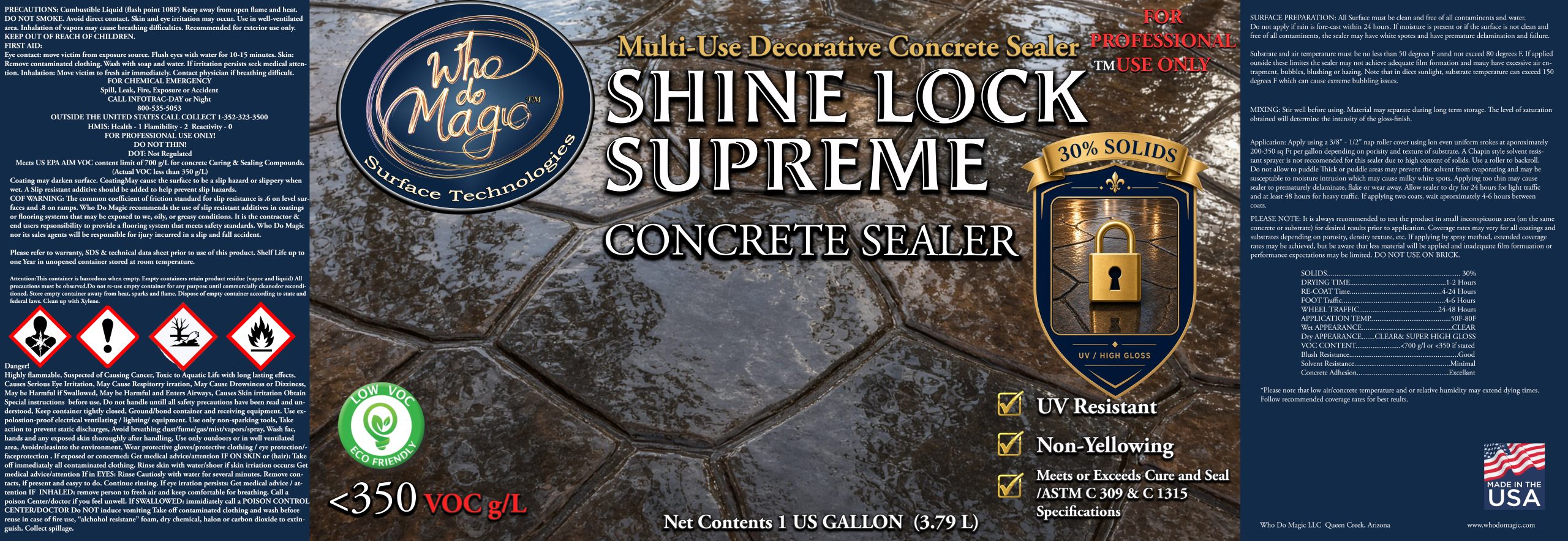 Shine Lock 350 1 Gallon Label